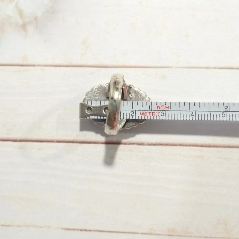 Antique Mother Of Pearl Oval Ring Sterling Silver Navajo Native Size 7.25 - Picture 9 of 16